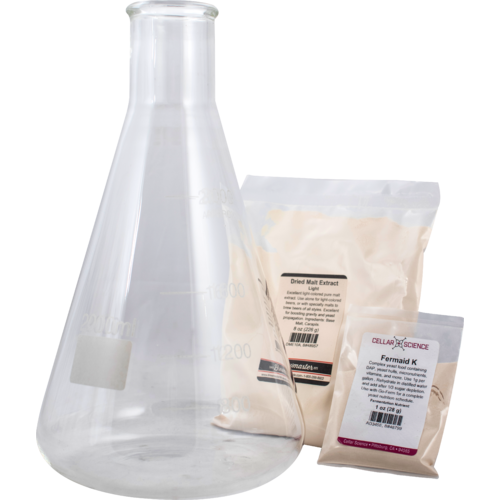 Flask and nutrients for a yeast starter